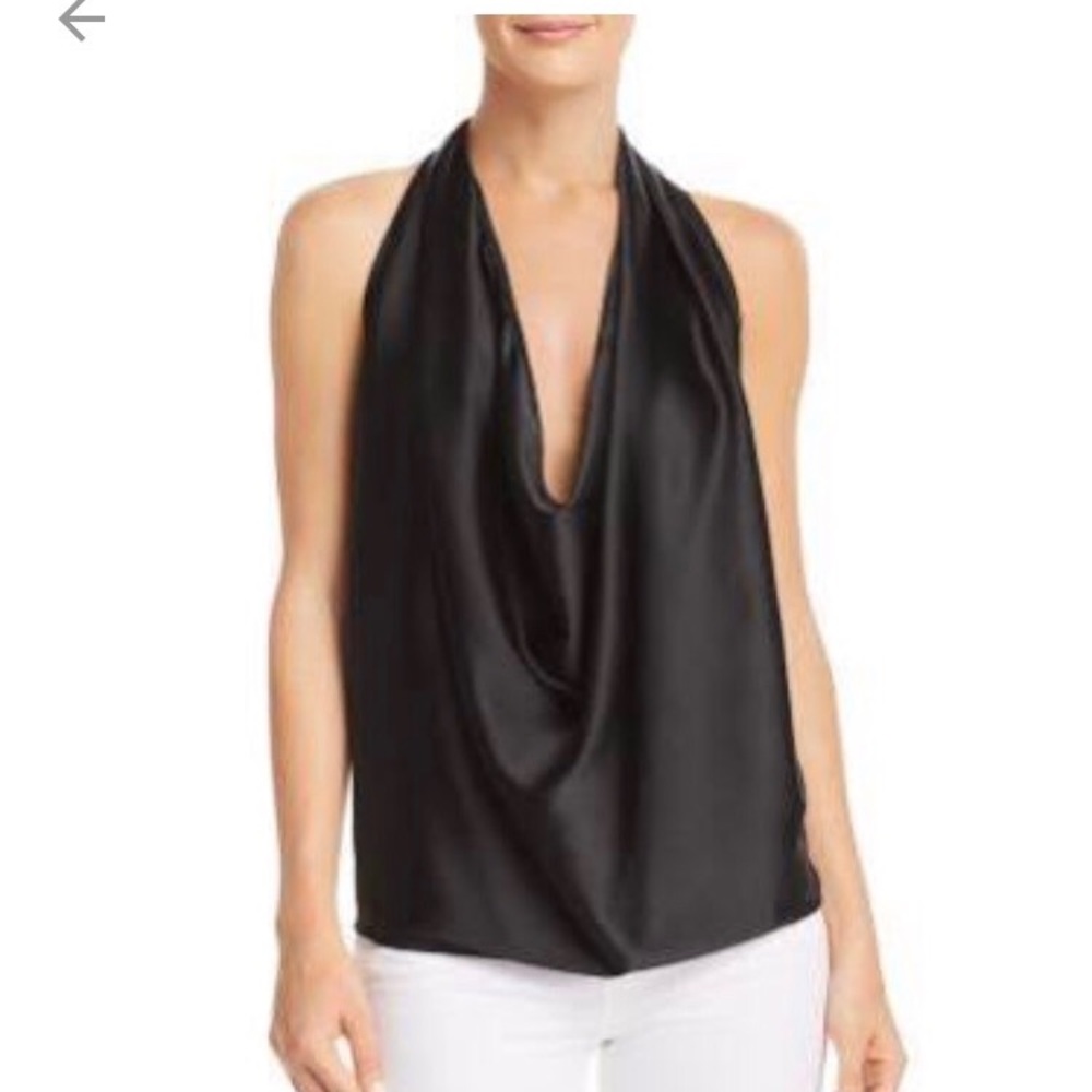 Ramy Brook Harriet Sleeveless Draped Silk Top. O/S